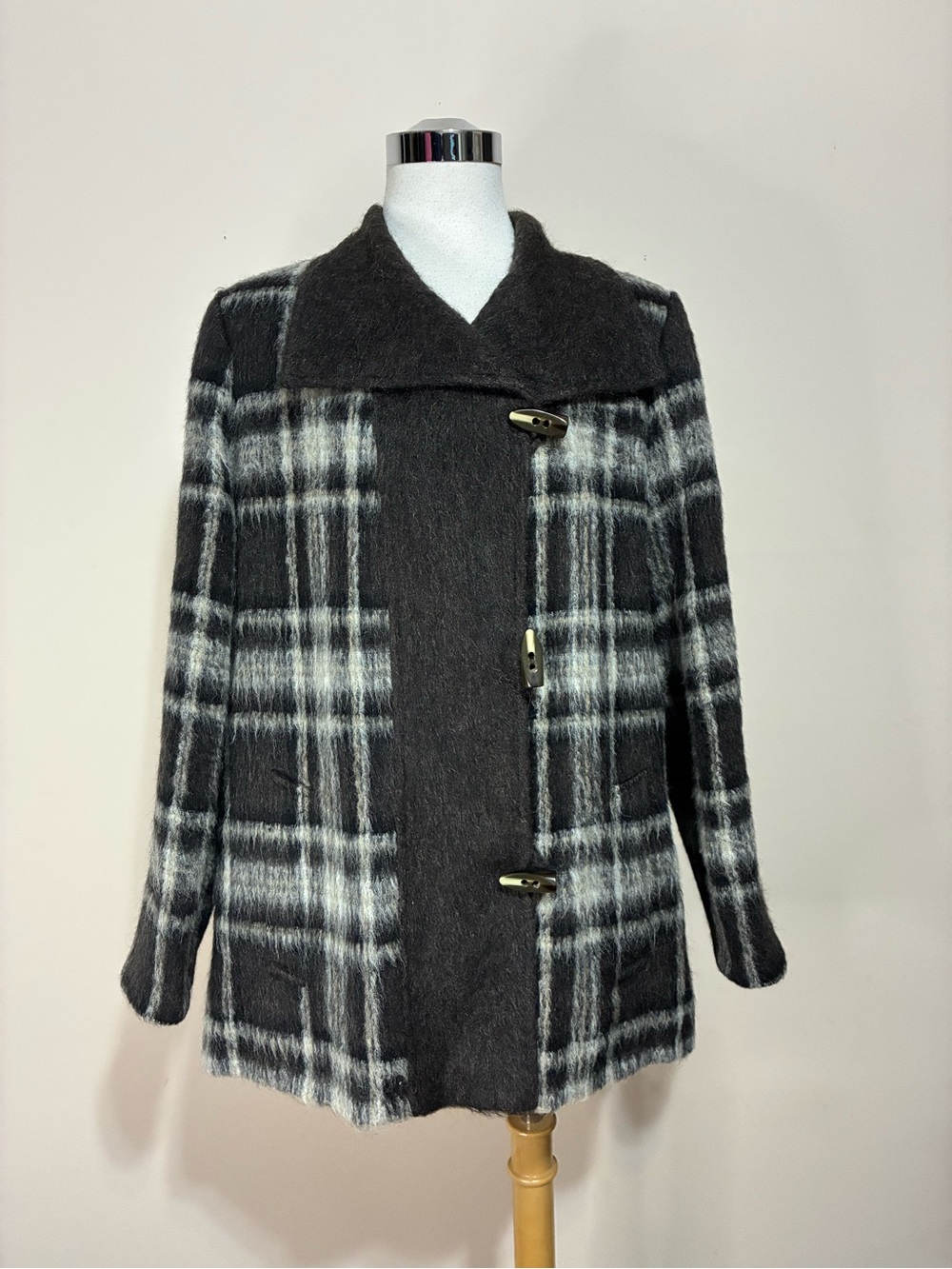 Windsmoor Women's Wool Blend Plaid Toggle Pea Coat